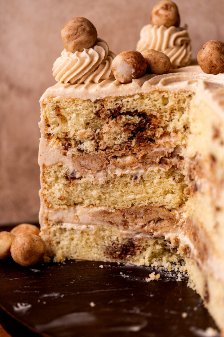 Side view of snickerdoodle cake.