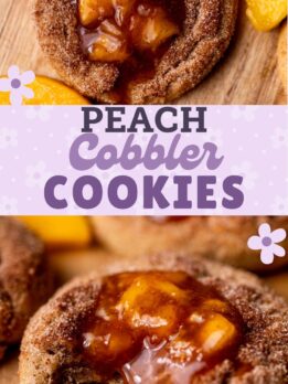 Pinterest pin for peach cobbler cookies