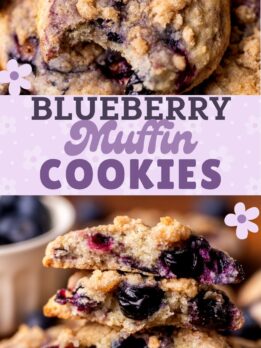 Pinterest pin for blueberry muffin cookies.