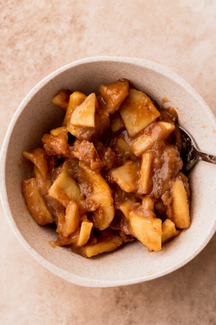 Apple pie filling in a bowl.