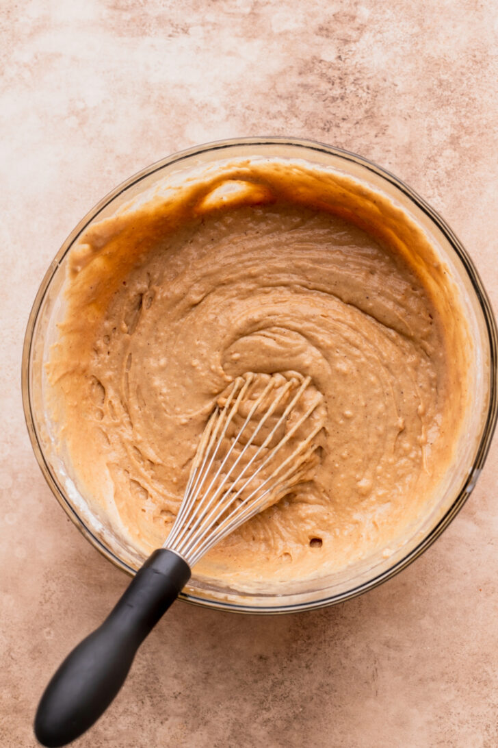 Cake batter in a bowl.