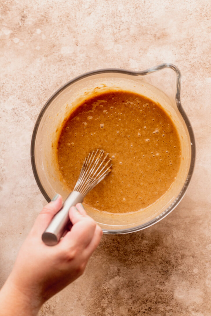 Cake batter in a bowl.