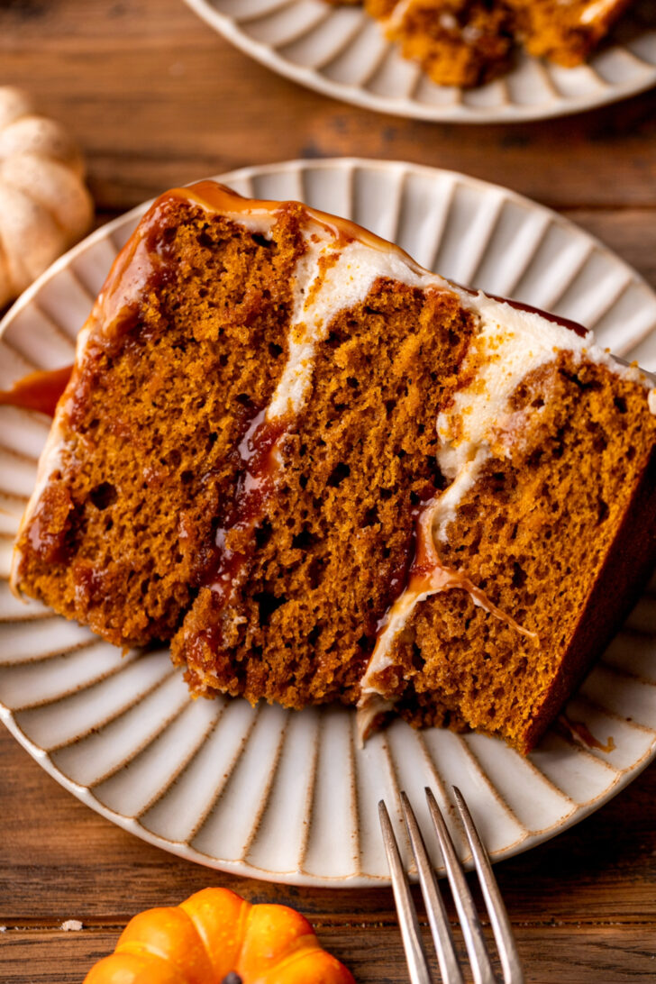 Slice of cake on a plate.