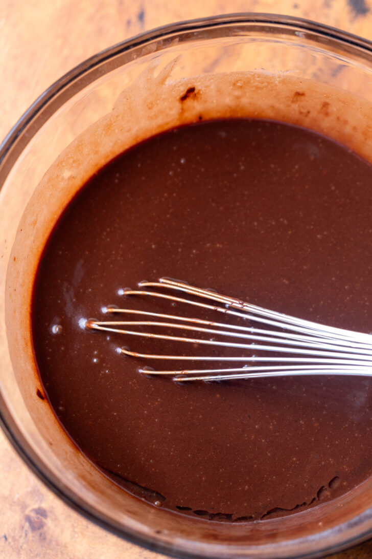 Wet ingredients in a bowl.