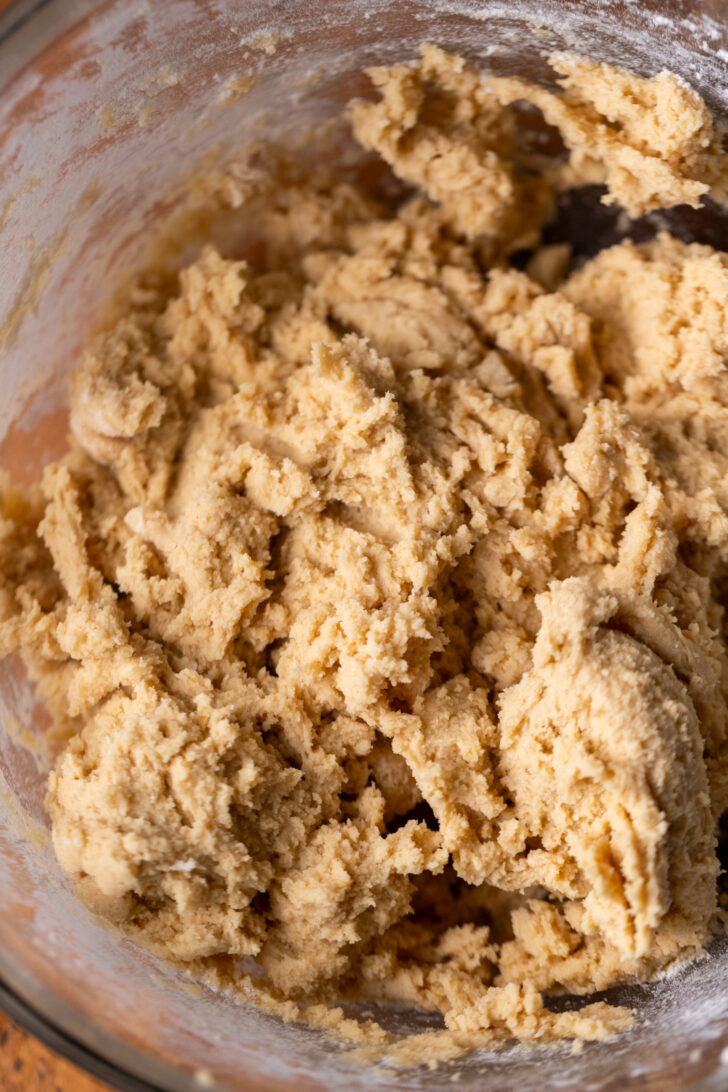 Cookie dough in a bowl.