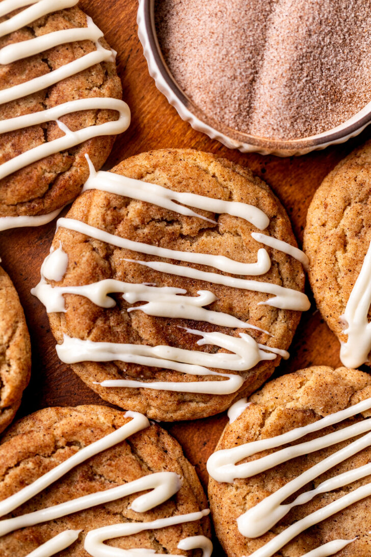 Top view of cinnamon roll cookies.