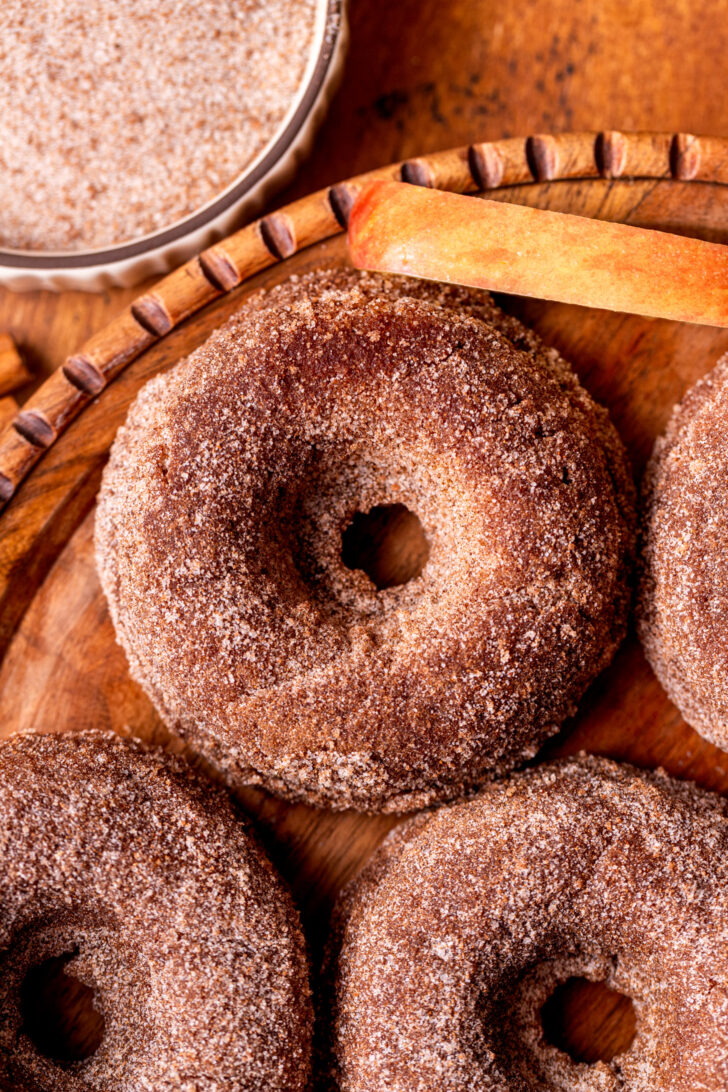 Top view of apple cider donuts.
