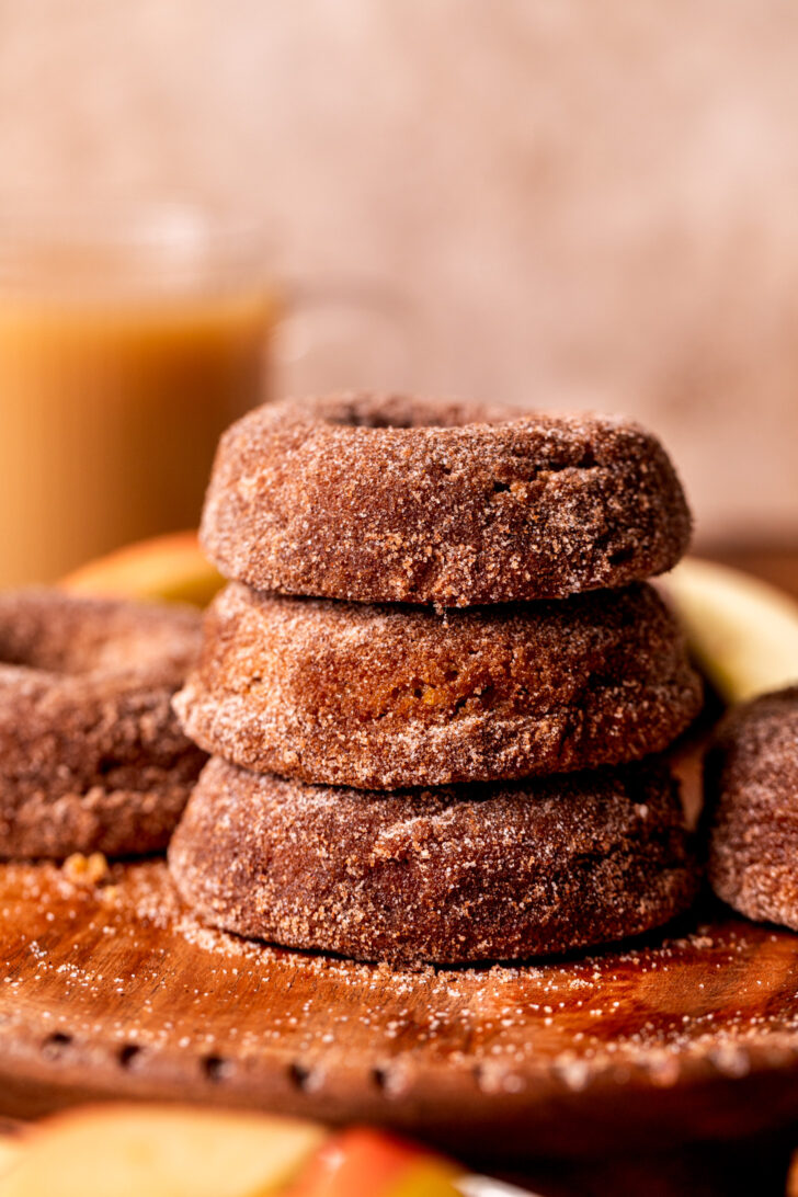 Stack of three donuts.