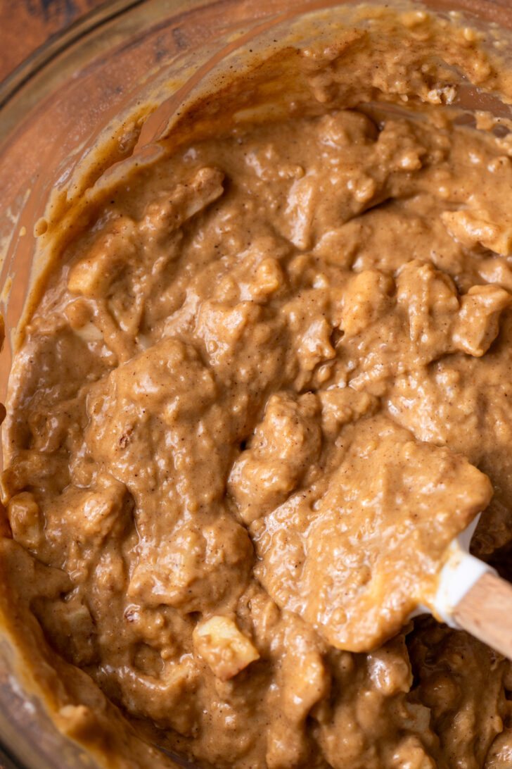 Muffin batter in a bowl.