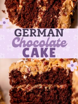 Pinterest pin for german chocolate cake.