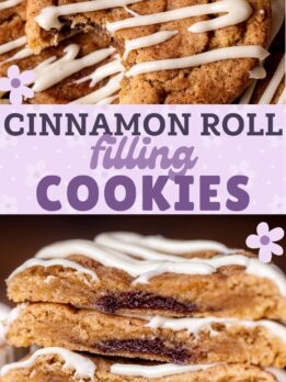 Pinterest pin for cinnamon roll cookies.