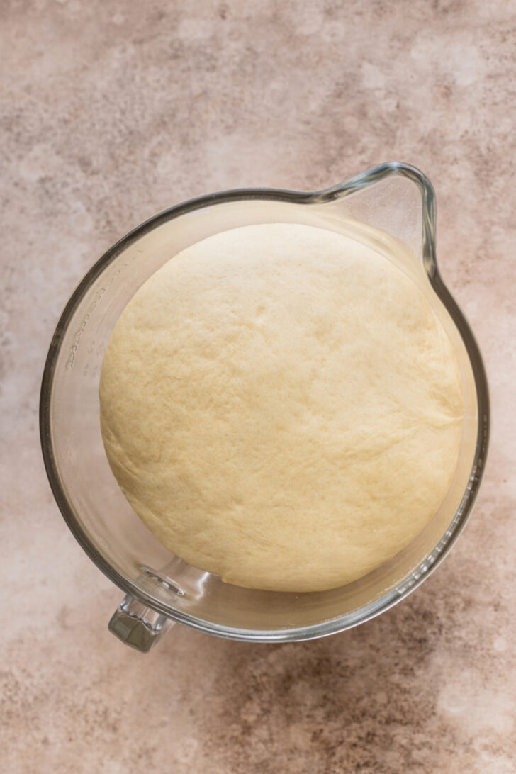 Risen dough in a bowl.