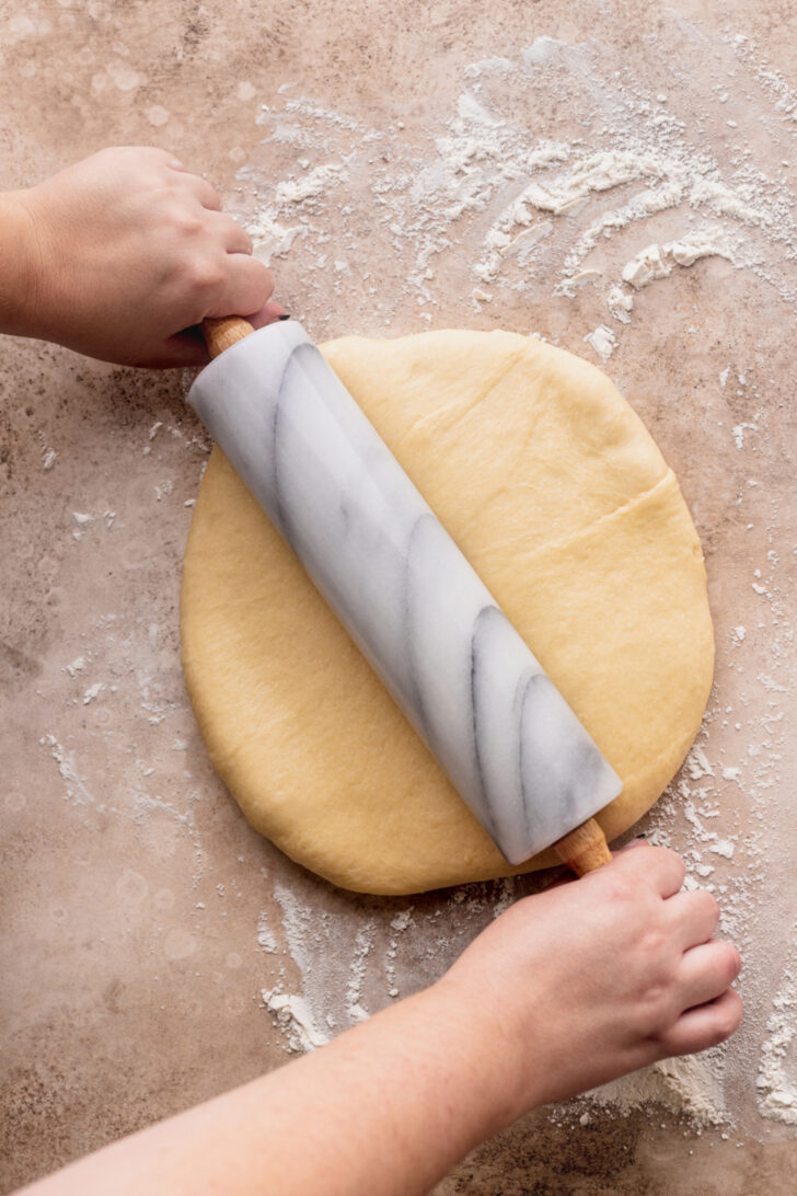 Rolling out the dough/