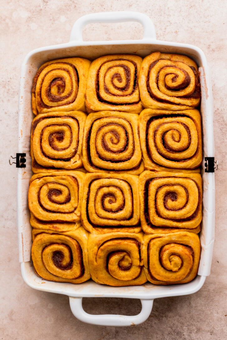 Baked rolls in a pan.
