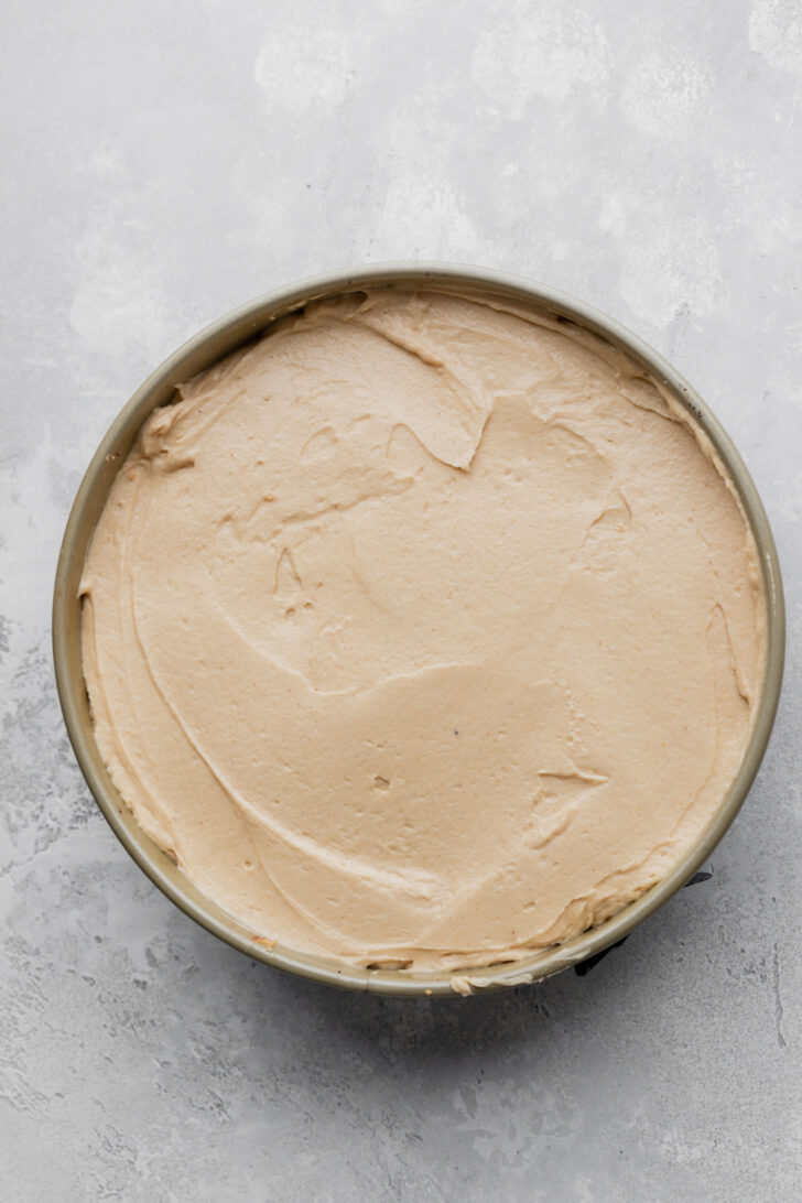 Peanut butter batter in the pan.