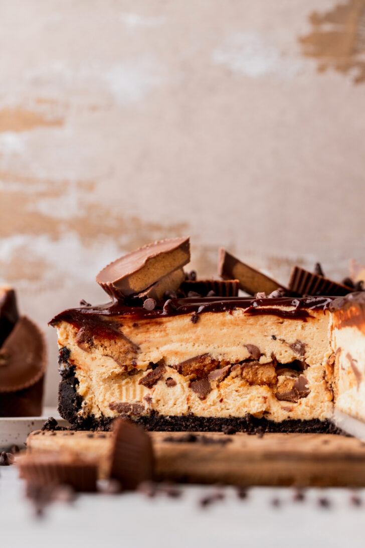 Side view of Reese's peanut butter pie.