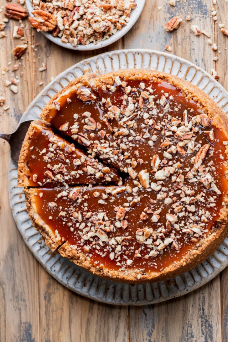 Top view of cheescake.