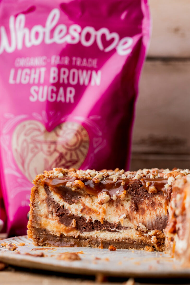 Side view of cheesecake.