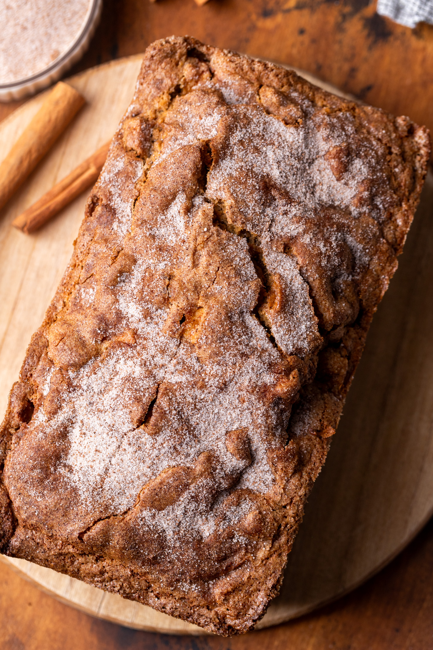 Baked loaf on a board.
