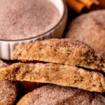 One chai cookie split in half.
