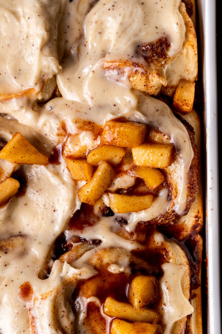 Top view of rolls in a pan.