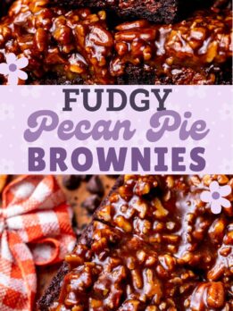 Pinterest pin for pecan pie brownies.