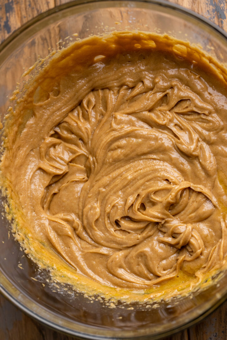 Wet ingredients in a bowl.