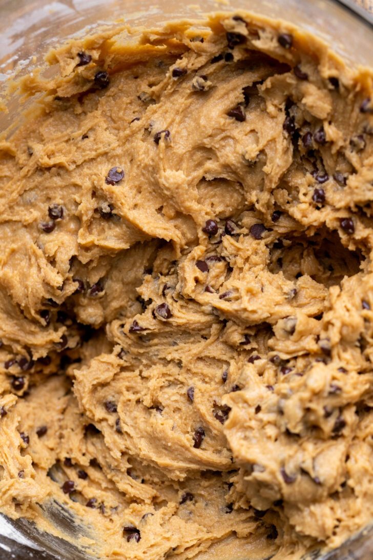 Cookie dough in a bowl.