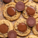 Top view of Reese's cup peanut butter cookies.