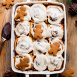 Top view of gingerbread cinnamon rolls.