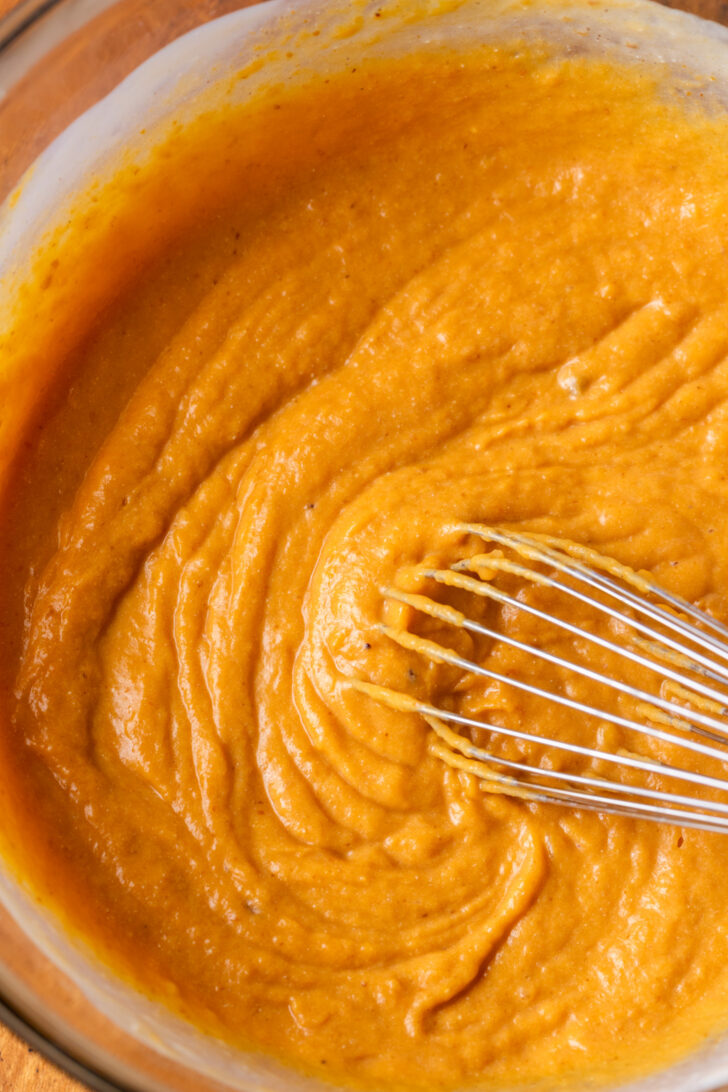 Wet ingredients in a bowl.