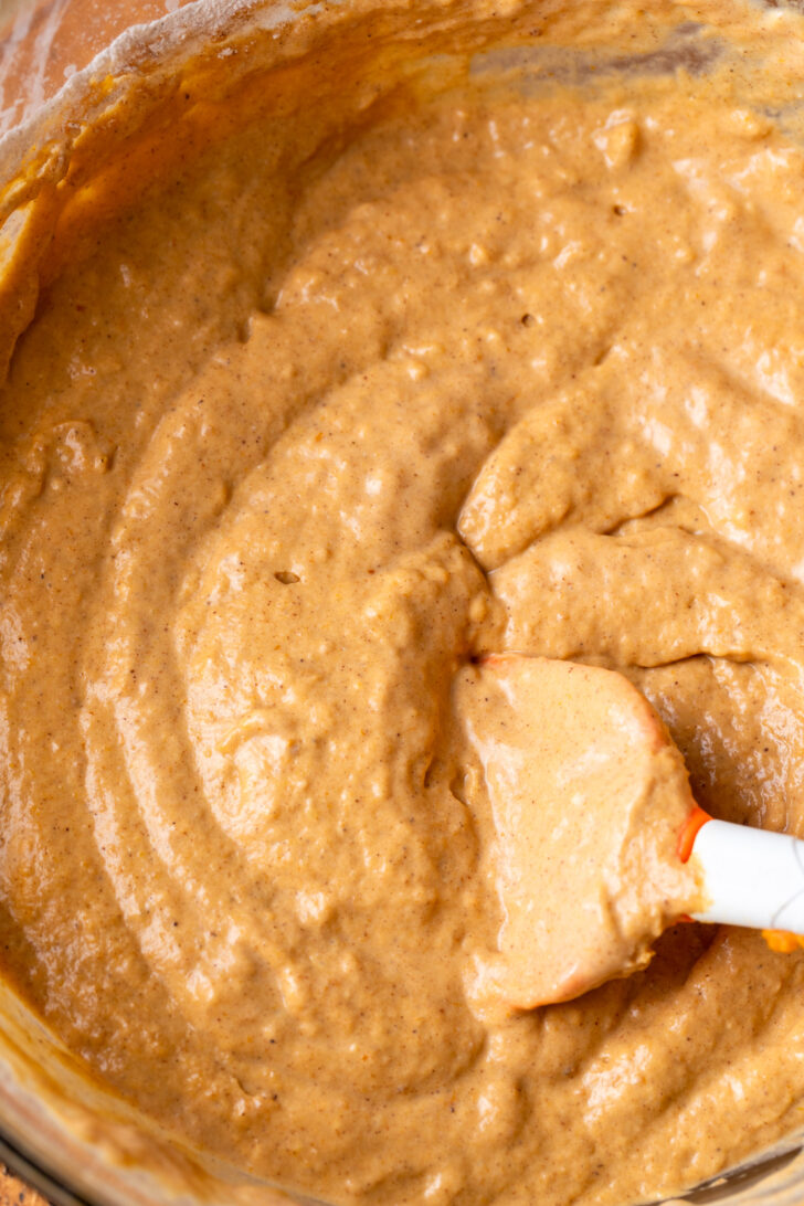 Pancake batter in a bowl.