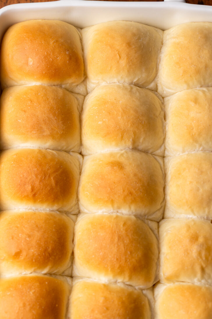 Baked rolls before the honey butter.