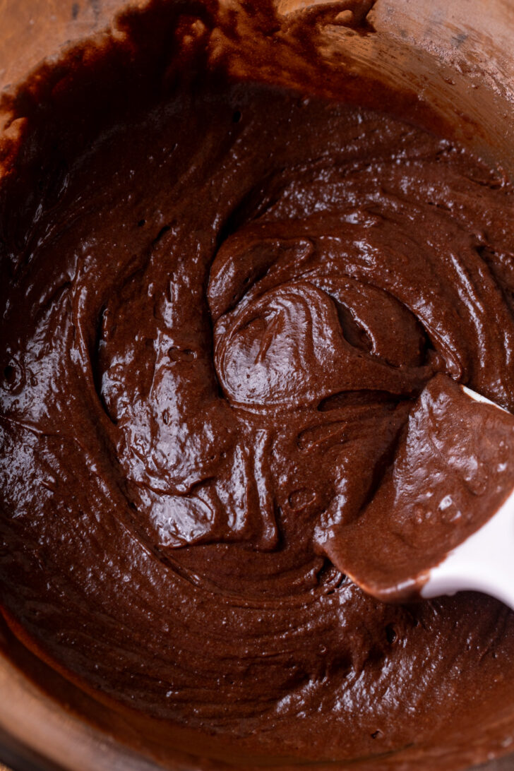 Brownie batter in a bowl.