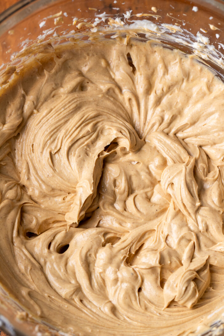 Cream cheese mixture in a bowl.