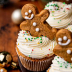 Close up of a gingerbread cupcakes.