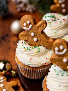 Close up of a gingerbread cupcakes.