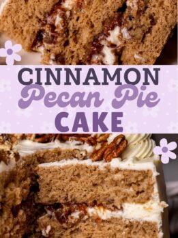 Pinterest pin for pecan pie cake.