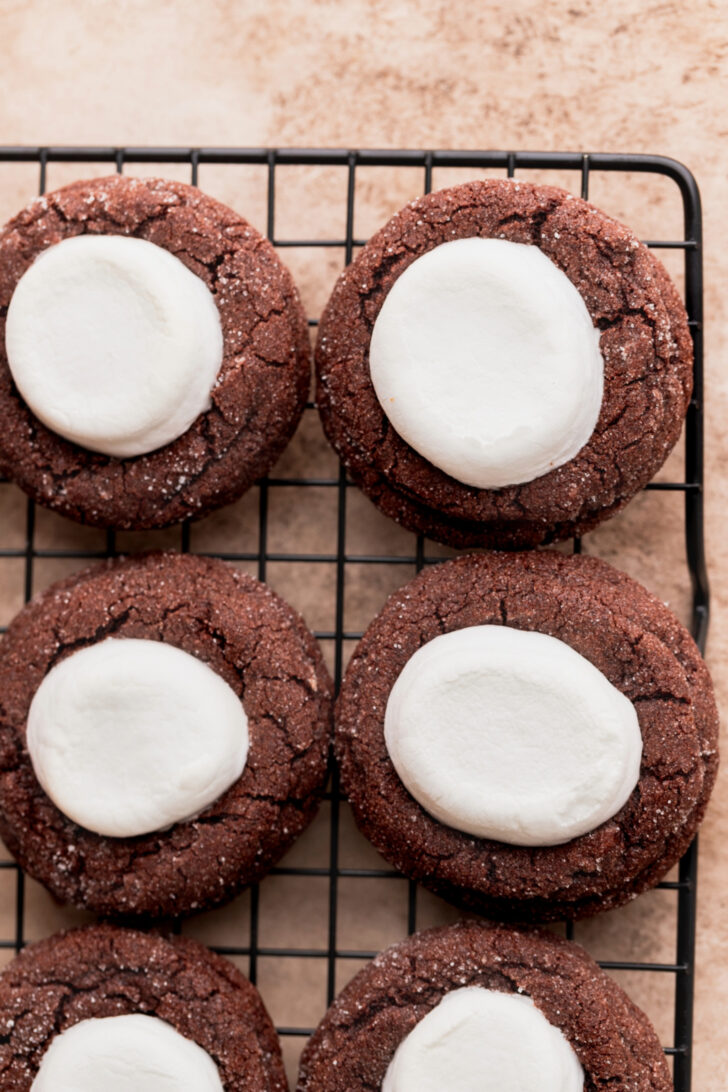 Marshmallows on top of cookies.
