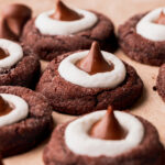 Side view of hot cocoa cookie blossoms.