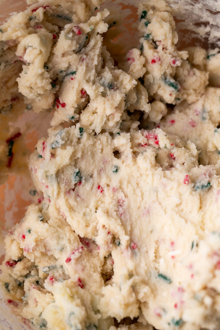 Cookie dough in a bowl.