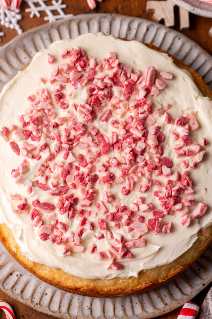 Frosting on top of cake layer.