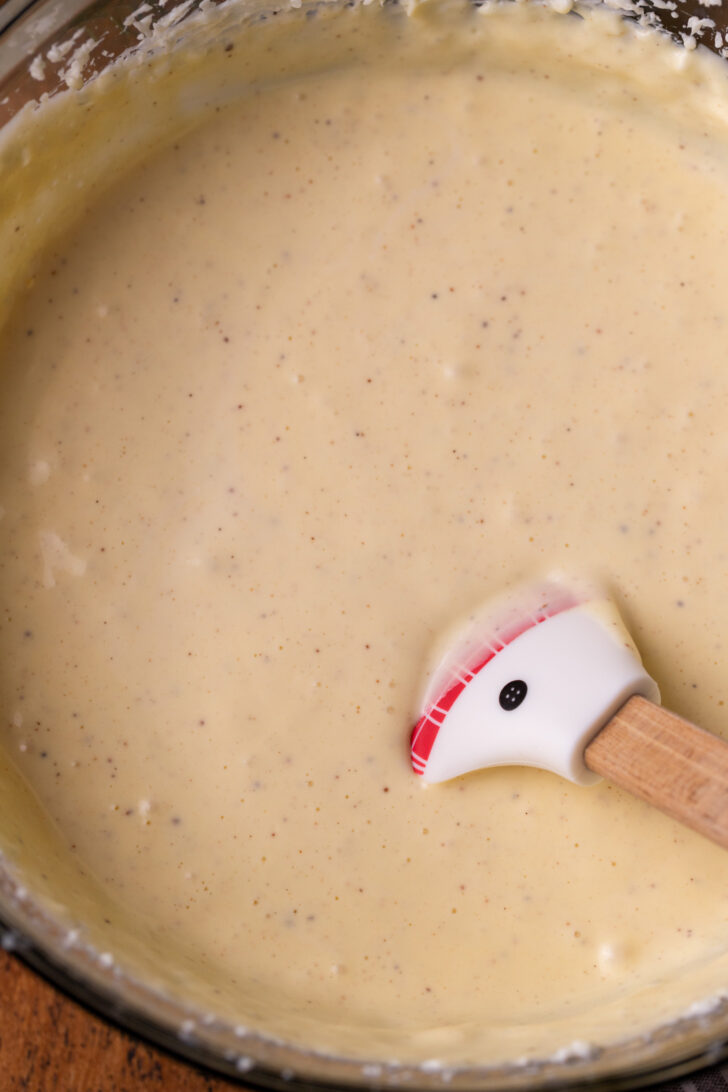 Cheesecake batter in a bowl.