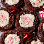 Top view of peppermint bark cookies.