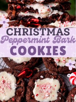 Pinterest pin for peppermint bark cookies.
