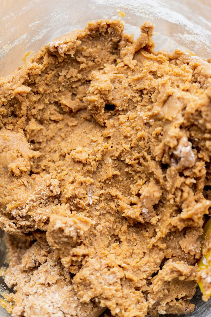 Cookie dough in a bowl.