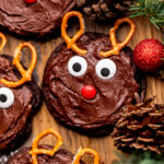 Top view of a reindeer cookie.