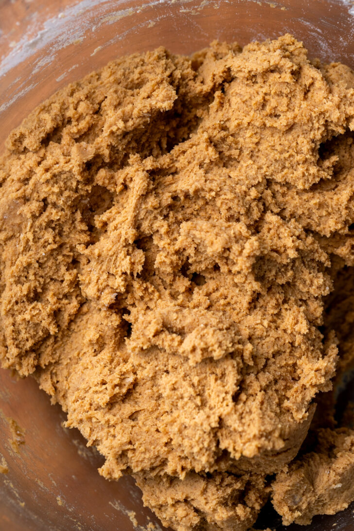 Cookie dough in a bowl.