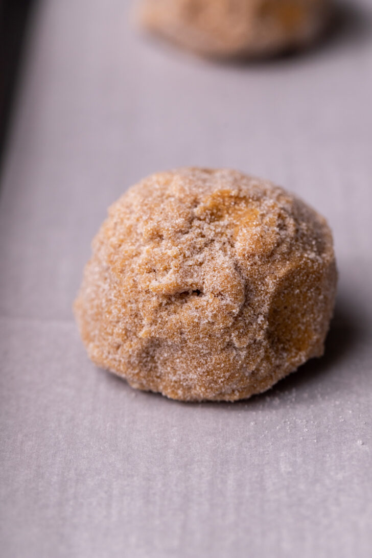 Cookie dough ball rolled in sugar.