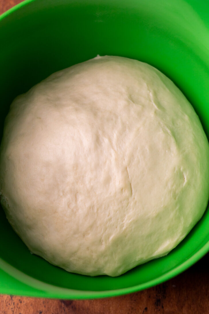 Risen dough in a bowl.